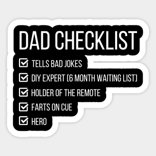 Funny Dad Checklist gift idea for the best dad! Sticker